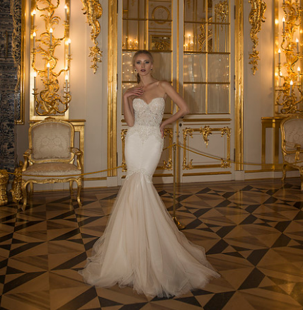 Candlelight bridal gown with beautiful selling beading and deep shaping pleats 1950